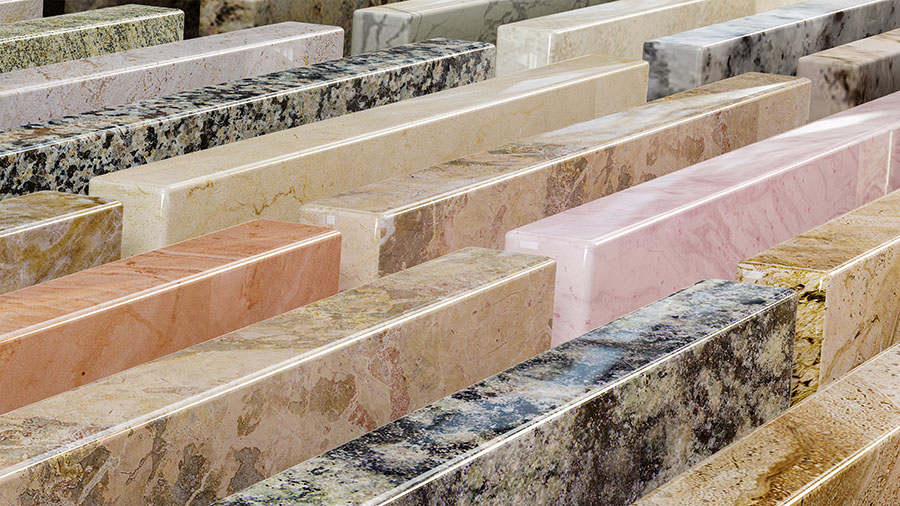 Kitchen quartz countertops color samples.