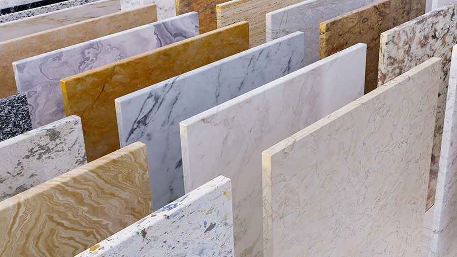 Kitchen quartzite countertops color samples.