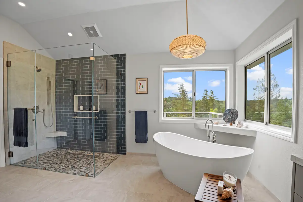 Spacious Transitional Primary Bathroom Remodel in Diablo, CA